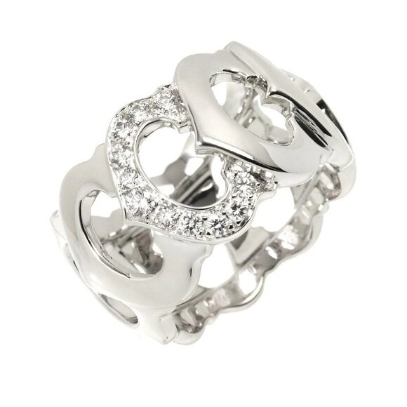 Cartier C De Diamond Ring 18K White Gold 750 size48 4.5(US) 90278423 - Picture 1 of 9